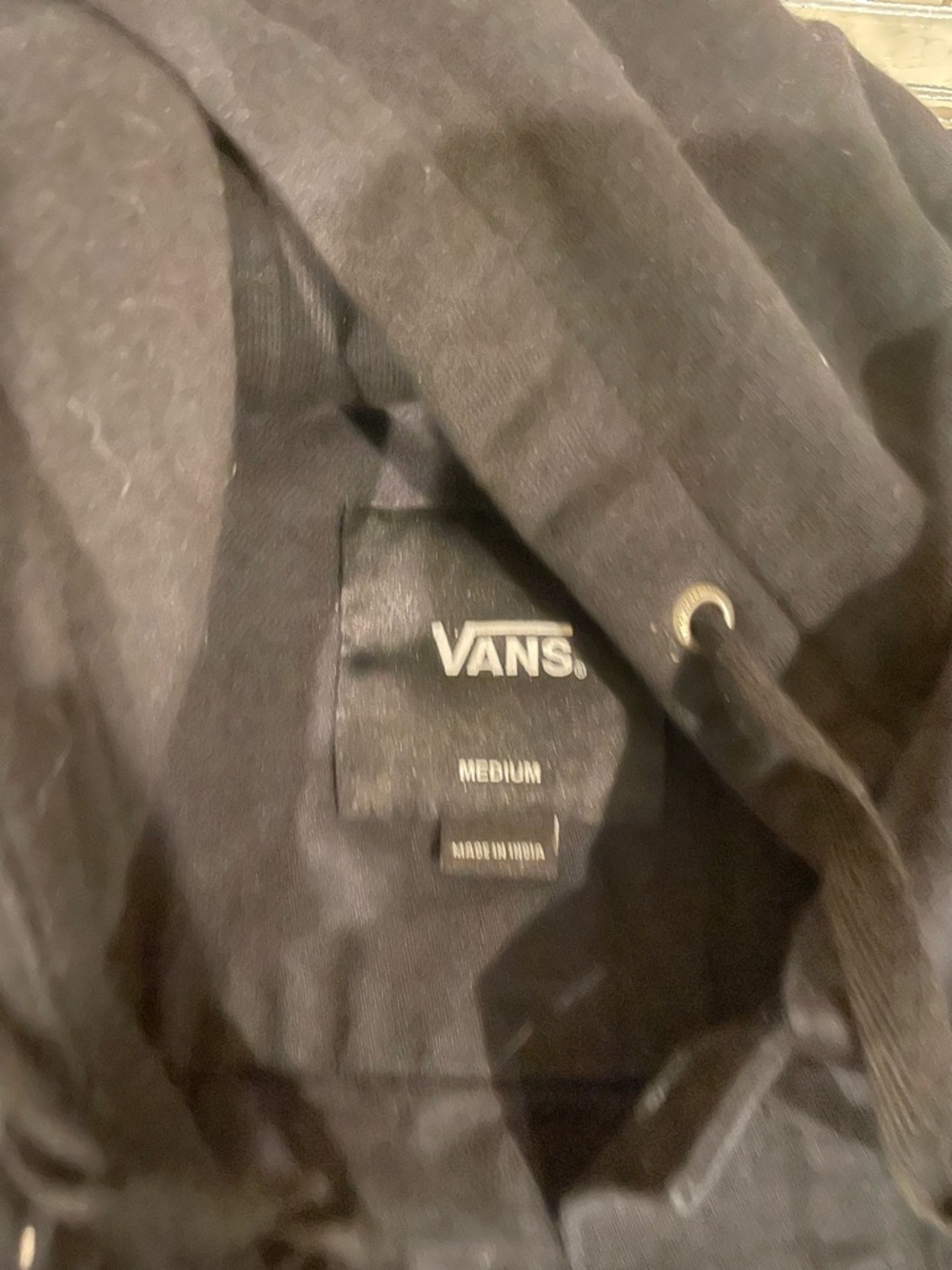 Vans Black Hooded Denim Bomber Jacket with Checker Sleeve - Picture 4 of 5